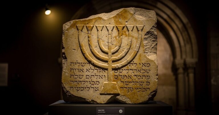 Ancienne inscription funéraire hébraïque gravée dans la pierre, témoignage médiéval de la communauté juive de Narbonne